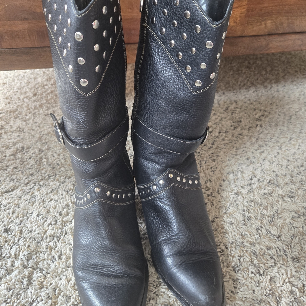 Studded Black Leather Boots